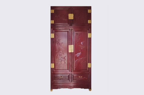 大同高端中式家居装修深红色纯实木衣柜